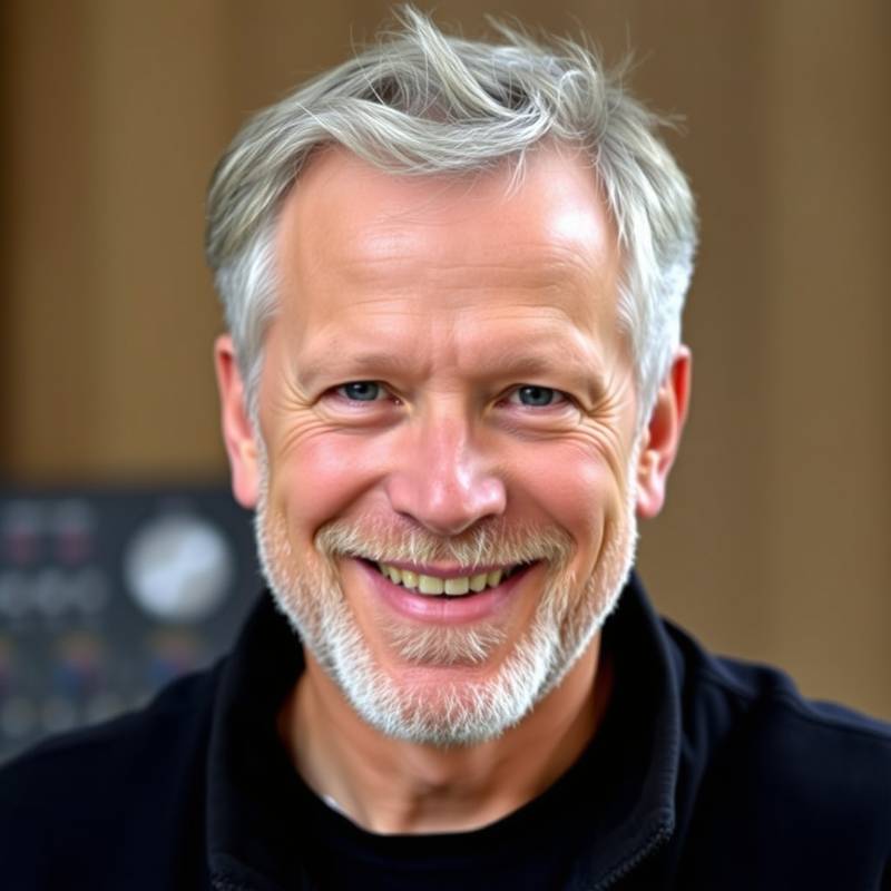 Portrætfoto af Lars Olsen, lydmixning ekspert. Han har et venligt udtryk og kort, gråt hår.